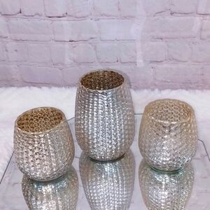 Home Goods  3 Silver Candle Jars For Illumination Light